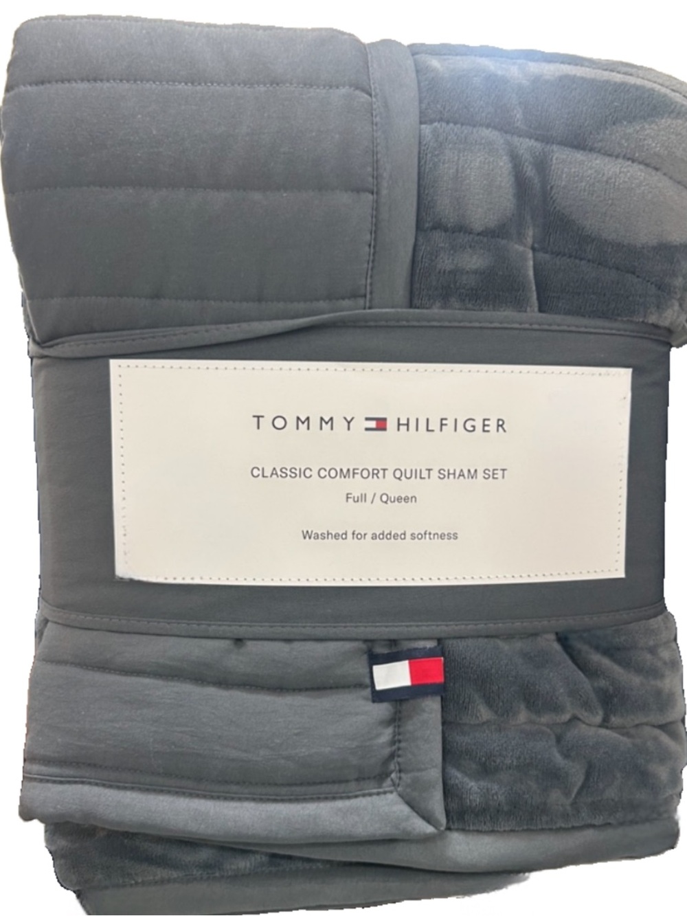 Tommy Hilfiger Classic Comfort Gray Queen Quilt Sham Set 90”x90”